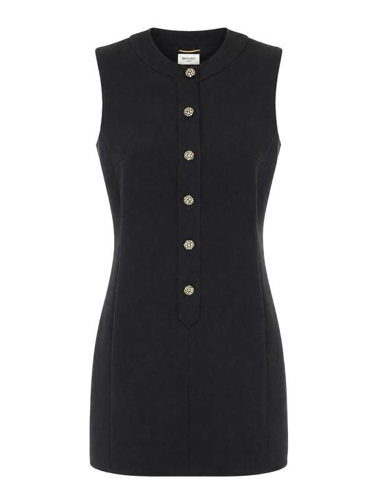 26SS 생로랑 미디 원피스 876016Y6C221000 BLACK