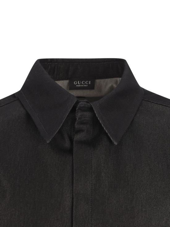 26FW 구찌 인터로킹 G 코튼 실크 셔츠 A0041CXDDBI 1000 BLACK - GUCCI