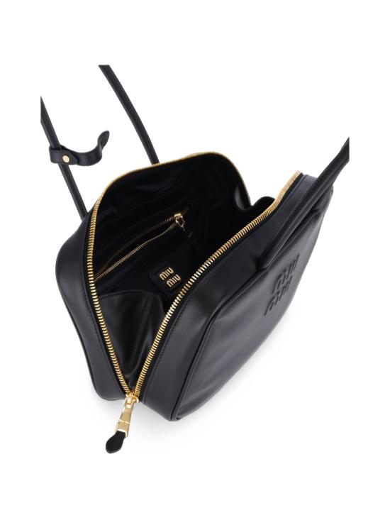 26FW 미우미우 보 레더 탑 핸들 백 5BB172OOO2CRW F0002 BLACK - MIU MIU