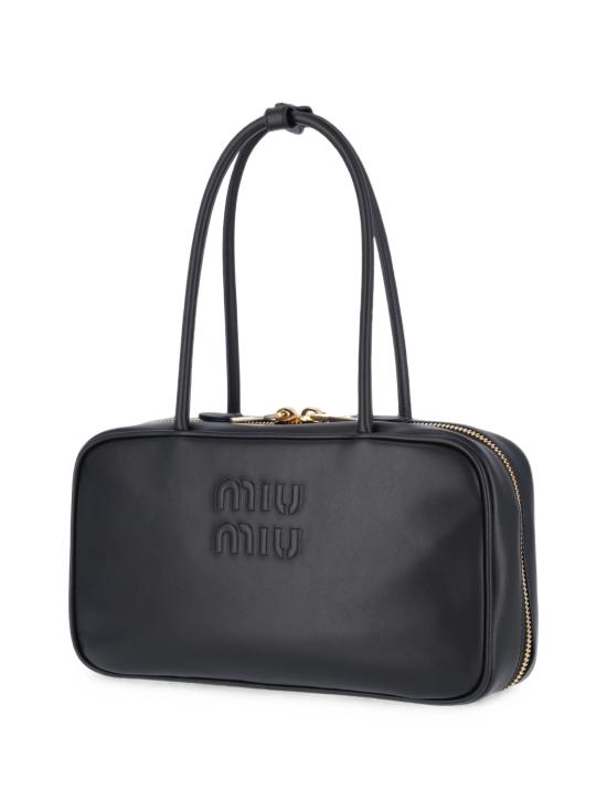 26FW 미우미우 보 레더 탑 핸들 백 5BB172OOO2CRW F0002 BLACK - MIU MIU