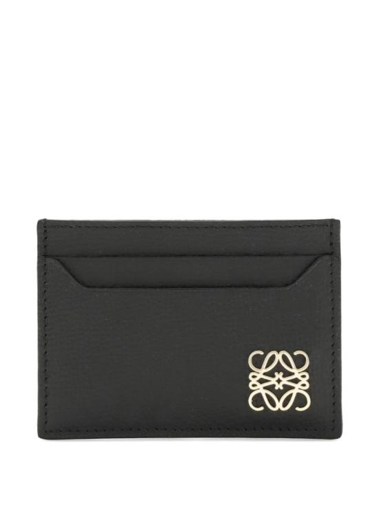 26FW 로에베 페블 그레인드 카프스킨 아나그램 플레인 카드 홀더 C821075X09LE 1206 BLACK