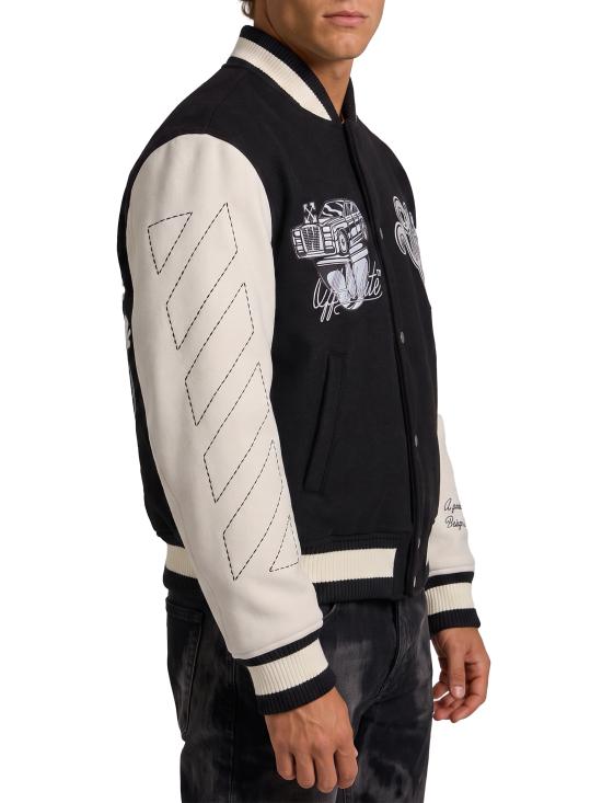 26FW 오프화이트 자켓 OMEH053F26FAB00100 001 BLACK - OFF WHITE