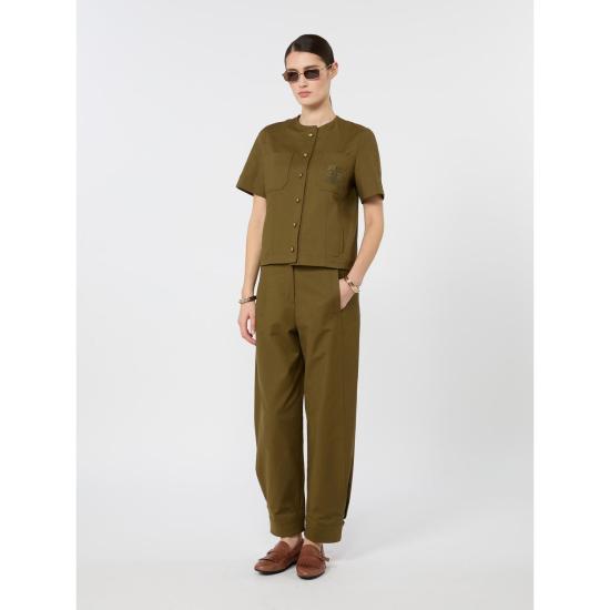 26FW 막스마라 잔자라 스트레치 코튼 버튼업 숏슬리브 자켓 2621046071600 017 GREEN - MAX MARA