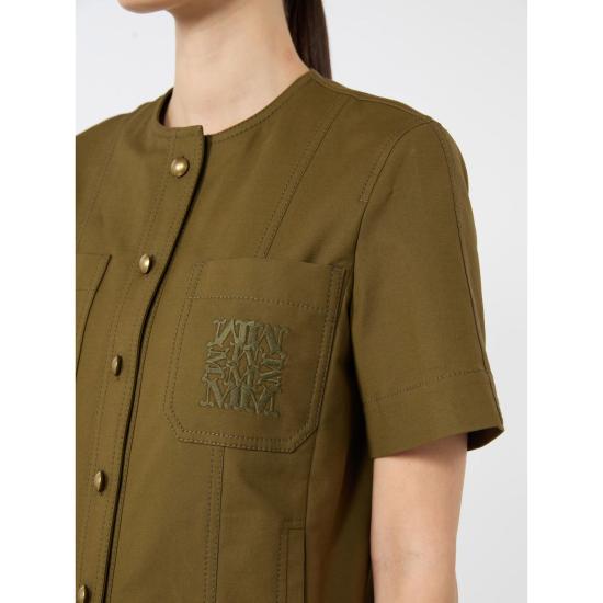 26FW 막스마라 잔자라 스트레치 코튼 버튼업 숏슬리브 자켓 2621046071600 017 GREEN - MAX MARA