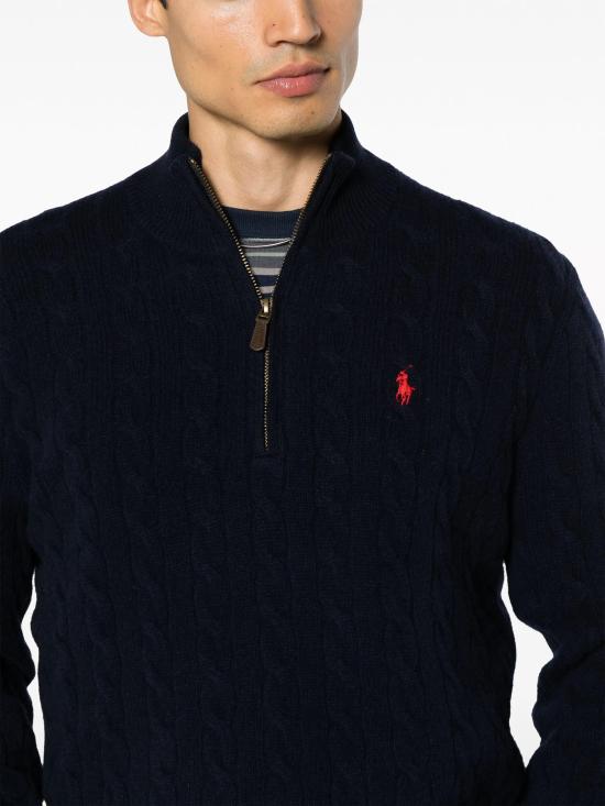 26FW 폴로 랄프로렌 포니 자수 케이블 니트 점퍼 710876766002 BLU - POLO RALPH LAUREN