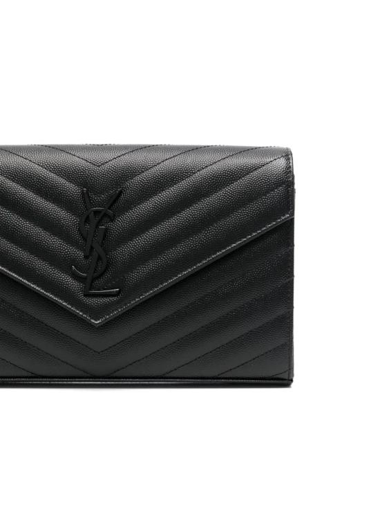 26FW 생로랑 그랑 드 뿌드르 엠보스드 레더 카산드라 마틀라세 체인 지갑 377828BOW081000 NERO - SAINT LAURENT