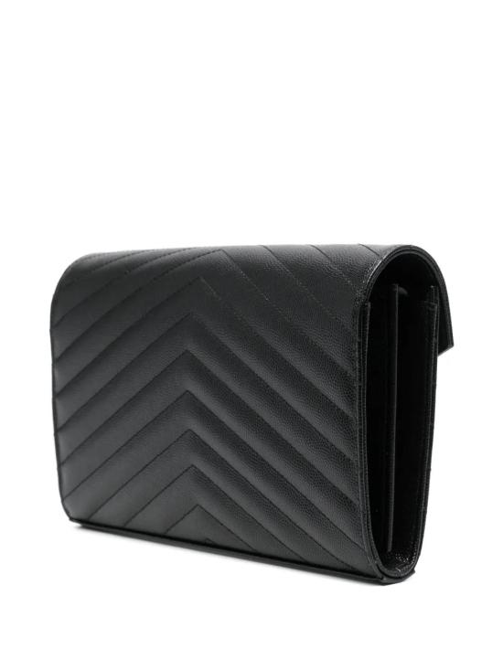 26FW 생로랑 그랑 드 뿌드르 엠보스드 레더 카산드라 마틀라세 체인 지갑 377828BOW081000 NERO - SAINT LAURENT