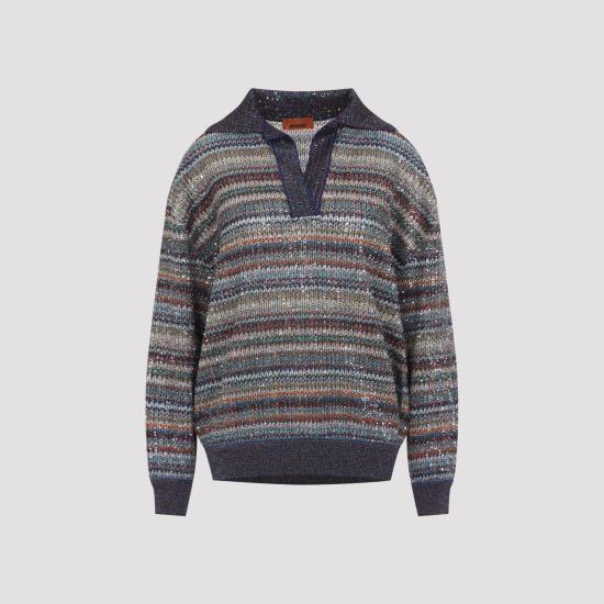 26FW 미소니 폴로 티셔츠 DS26WN34 BC006Q SMSQW MULTI BLUE RED - MISSONI