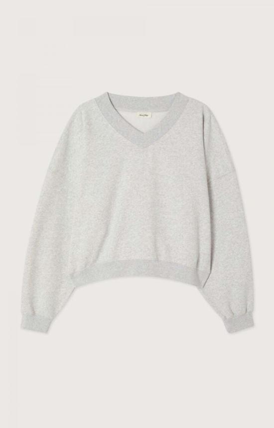  아메리칸 빈티지 스웨터 밥타운 V넥 스웨트셔츠 헤더 그레이 - AMERICAN VINTAGE