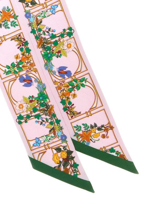 26FW 구찌 프린트 실크 트윌 리본 7773523G001 5967 PINKLIGHTGREEN - GUCCI