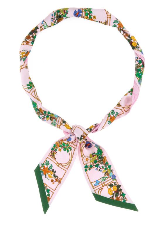 26FW 구찌 프린트 실크 트윌 리본 7773523G001 5967 PINKLIGHTGREEN