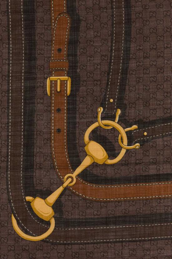 26FW 구찌 프린트 GG 실크 트윌 자카드 숄 A007EB3GARI 2100 BLACKMULTI - GUCCI