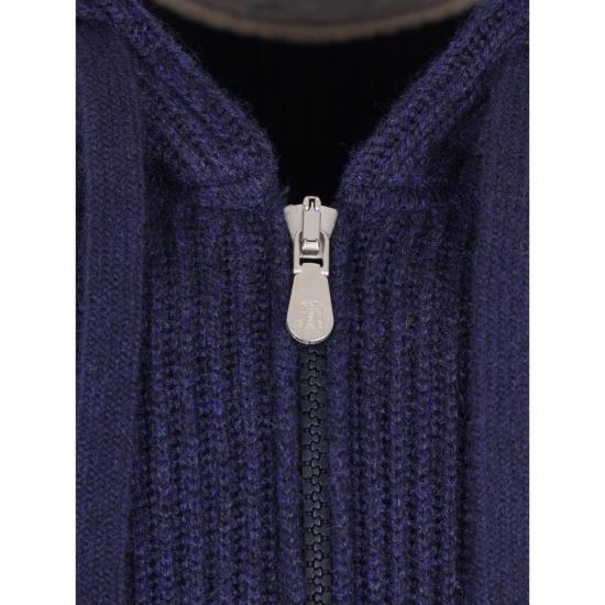 26FW 브루넬로 쿠치넬리 립드 니트 집 후드 스웨터 M22704806G CQX13 BLUE - BRUNELLO CUCINELLI