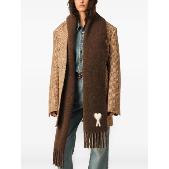 26FW 아미 알파카 아미 드 꾀흐 스카프 USF673 AW0004 2221 BROWN - AMI