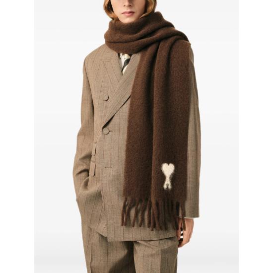 26FW 아미 알파카 아미 드 꾀흐 스카프 USF673 AW0004 2221 BROWN - AMI