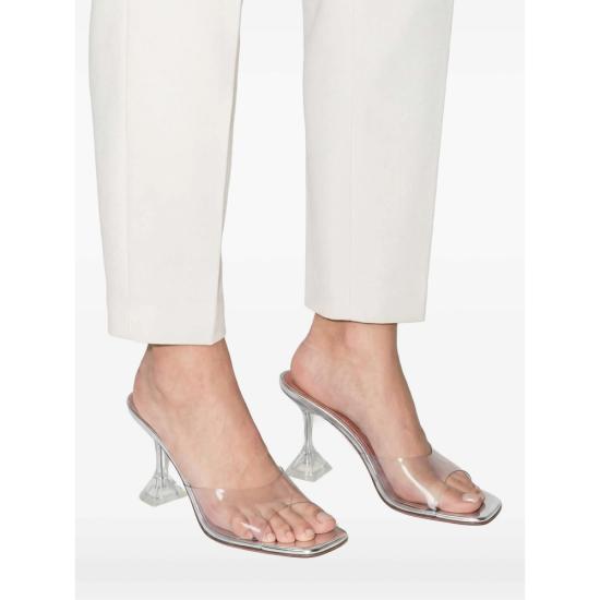 26FW 아미나 무아디 샌들 LUPITA GLASS 70 TRANS WHITE SILVER - AMINA MUADDI