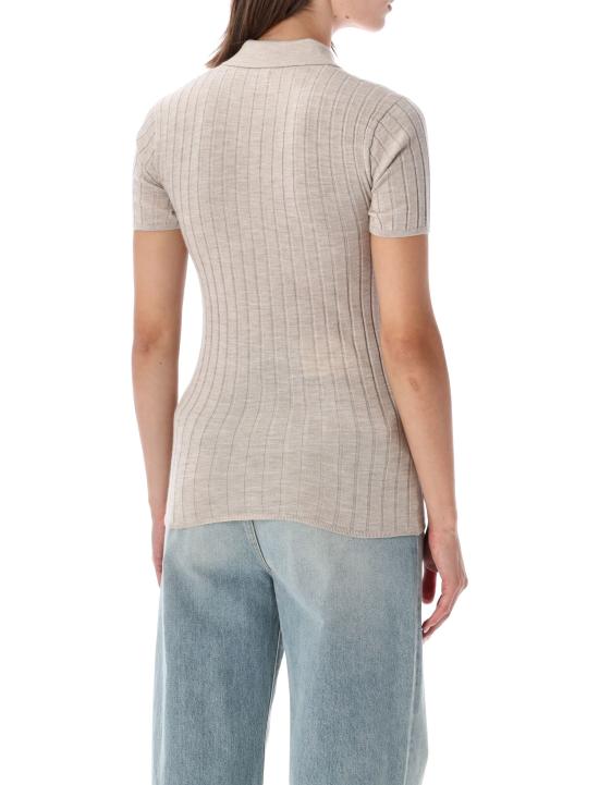 26FW 토템 리브드 캐시미어 실크 폴로 263WRT0835YA0293 031 OAT MELANGE - TOTEME