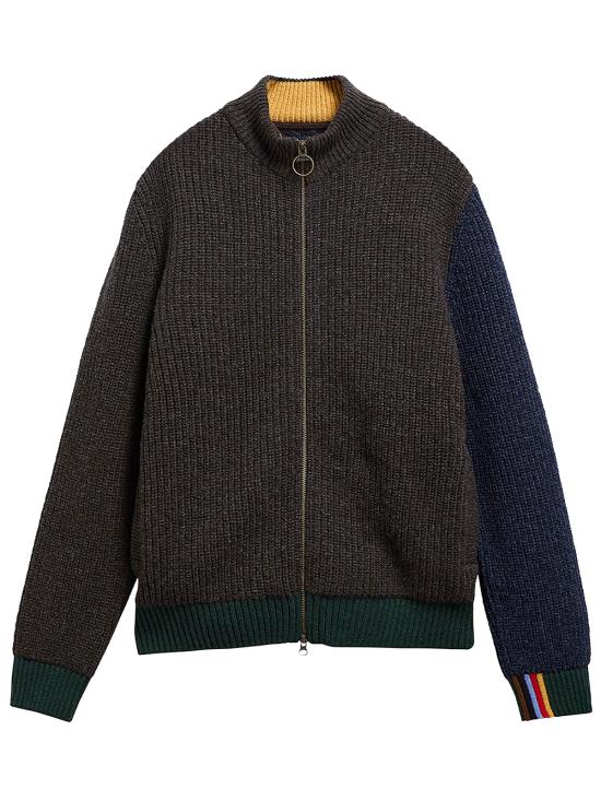 26FW 바버 집업 니트 MKN1796 BR37 RUSSET