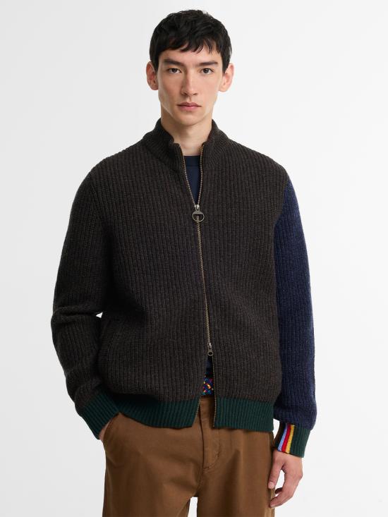 26FW 바버 집업 니트 MKN1796 BR37 RUSSET - BARBOUR