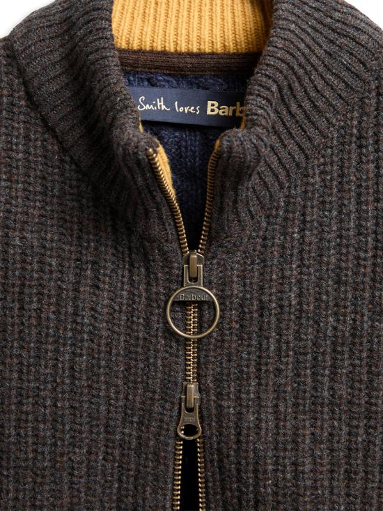 26FW 바버 집업 니트 MKN1796 BR37 RUSSET - BARBOUR