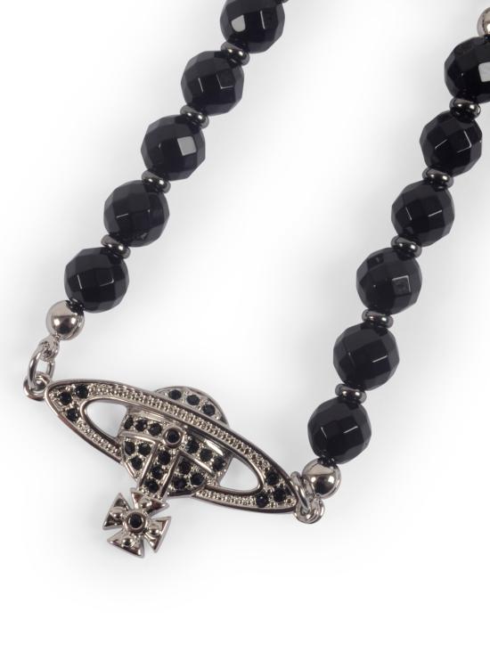 26FW 비비안웨스트우드 팔찌 61030075 02P178CNP178 PLATINUM RUTHENIUM BLACK AGATE - VIVIENNE WESTWOOD