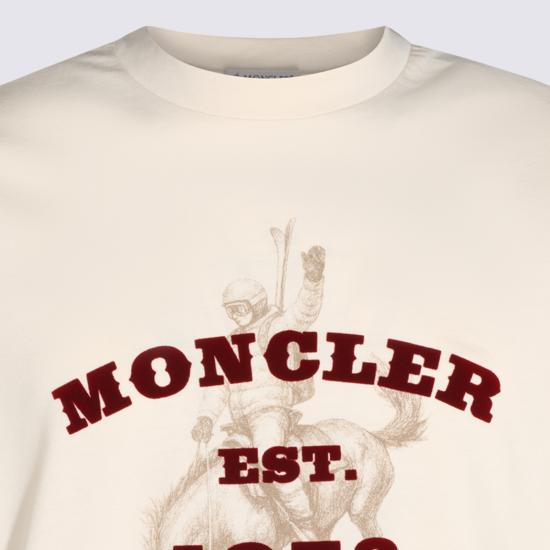 26FW 몽클레어 홀스 프린트 코튼 저지 티셔츠 L20918C00066 89B8U060 CREAM - MONCLER