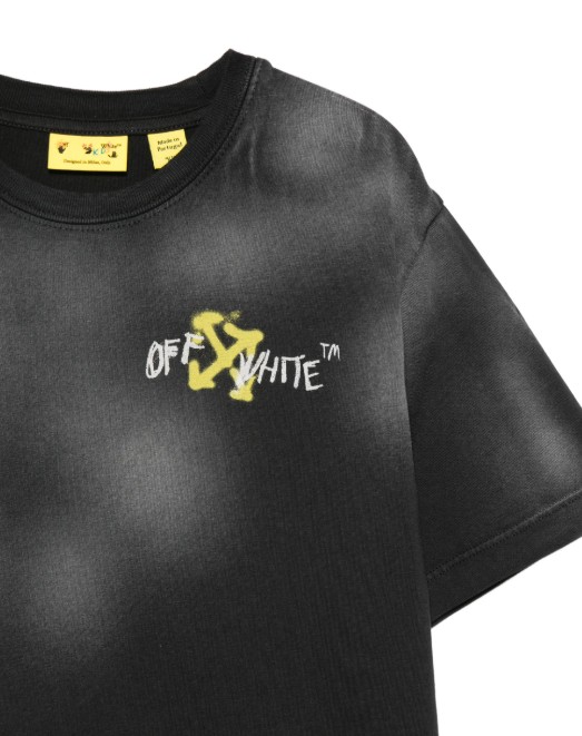 26SS [키즈] 오프화이트 티셔츠 44BAA002S26J00F 010 BLACK ACID WASH - OFF WHITE