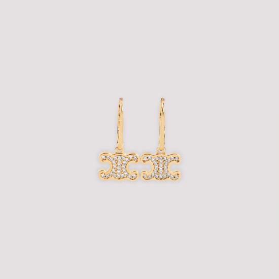26FW 셀린느 라인스톤 브라스 귀걸이 460GC6BZI 35OR GOLD - CELINE