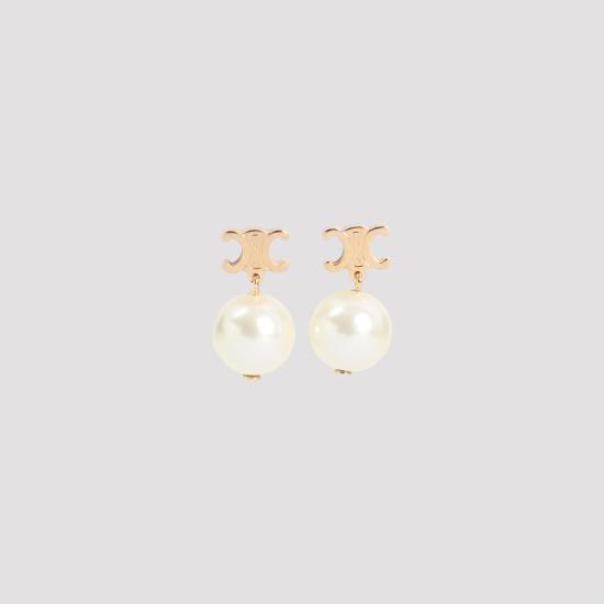 26FW 셀린느 레 페를르 브라스 귀걸이 460TZ6PRB 01GI GOLD IVORY - CELINE
