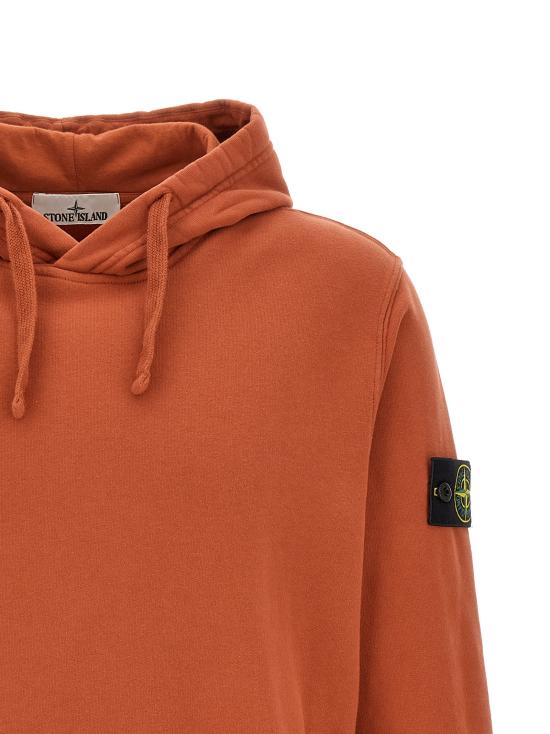 26FW 스톤 아일랜드 긴팔 티셔츠 로고 배지 후드티 오렌지색 - STONE ISLAND