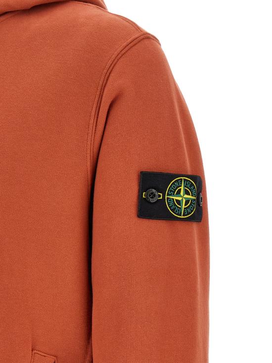 26FW 스톤 아일랜드 긴팔 티셔츠 로고 배지 후드티 오렌지색 - STONE ISLAND