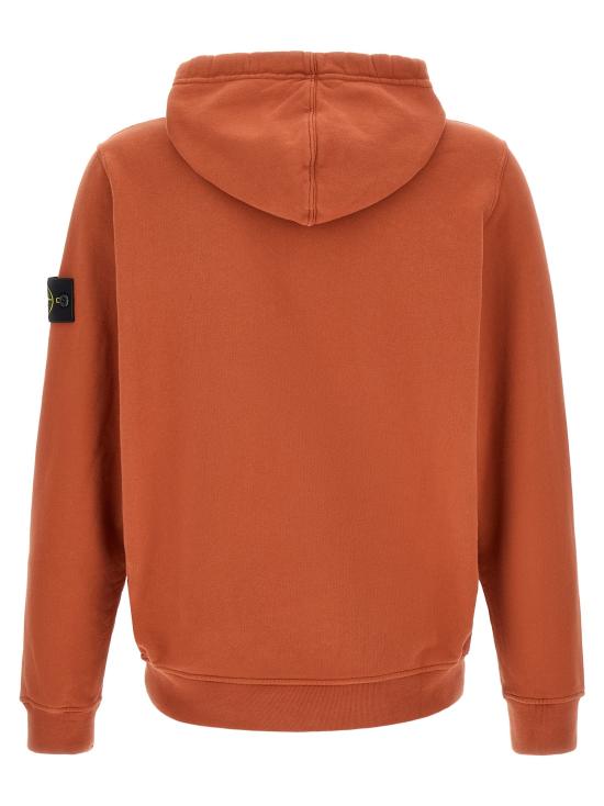 26FW 스톤 아일랜드 긴팔 티셔츠 로고 배지 후드티 오렌지색 - STONE ISLAND