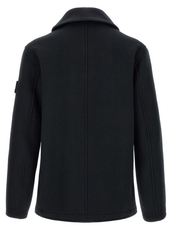 26FW 스톤 아일랜드 패딩 로고 배지가 있는 더블 브레스트  재킷 (블루) - STONE ISLAND