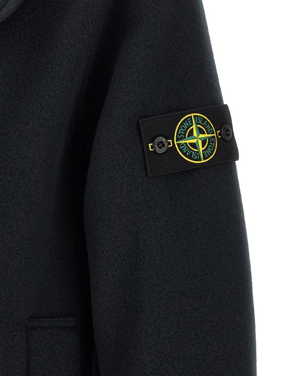 26FW 스톤 아일랜드 패딩 로고 배지가 있는 더블 브레스트  재킷 (블루) - STONE ISLAND