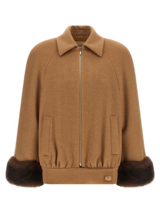 26FW 발렌티노 가라바니 패딩 Valentino Garavani 모피 인서트 카반 퍼퍼 재킷 브라운