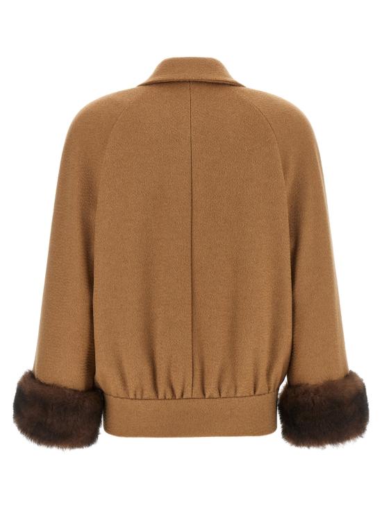 26FW 발렌티노 가라바니 패딩 Valentino Garavani 모피 인서트 카반 퍼퍼 재킷 브라운 - VALENTINO GARAVANI