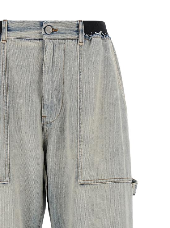 26FW MM6 메종마르지엘라 데님 팬츠 숫자 서명 Mm6 청바지 연한 파란색 - MM6 MAISON MARGIELA