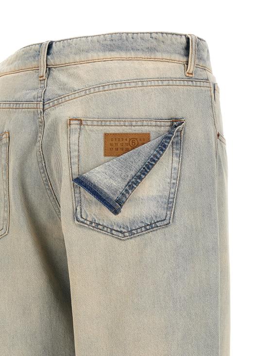 26FW MM6 메종마르지엘라 데님 팬츠 숫자 서명 Mm6 청바지 연한 파란색 - MM6 MAISON MARGIELA