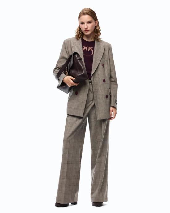 26FW 핑코 팬츠 107476A3FF CYZ BEIGE BORDEAUX NERO - PINKO