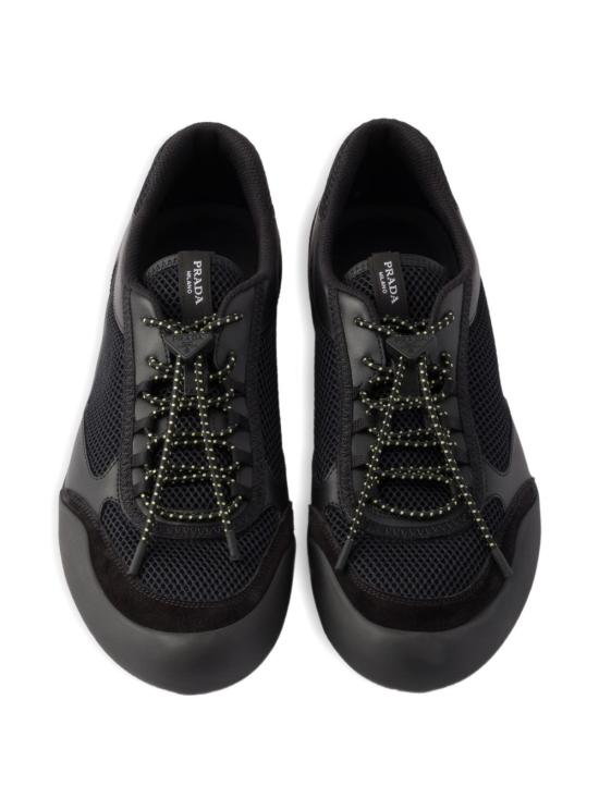 26FW 프라다 스피드락 레더 앤 메쉬 패브릭 스니커즈 2EE468 3ZM0 F0002 BLACK DOM - PRADA