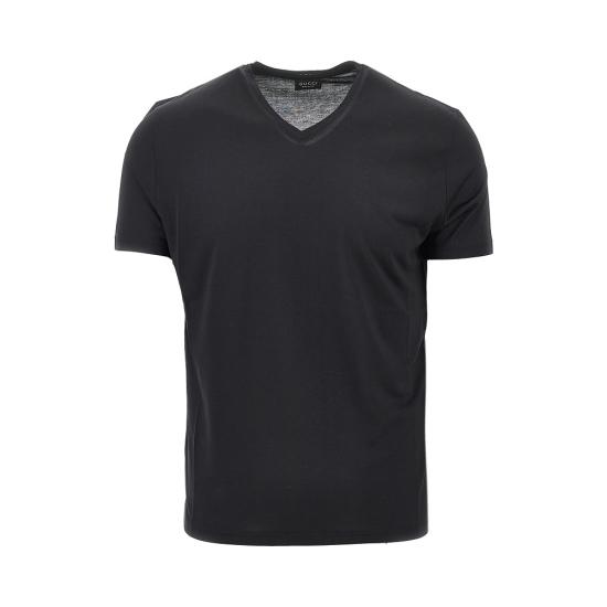 26FW 구찌 실크 저지 브이넥 티셔츠 실크 저지 브이넥 티셔츠 866186XJHVZ Black