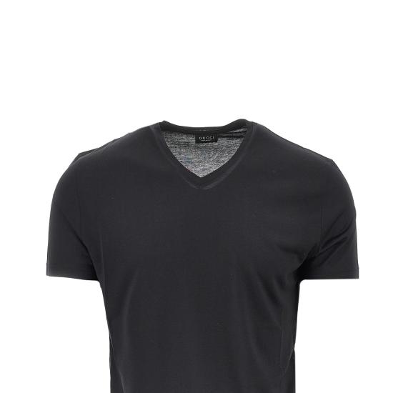 26FW 구찌 실크 저지 브이넥 티셔츠 실크 저지 브이넥 티셔츠 866186XJHVZ Black - GUCCI