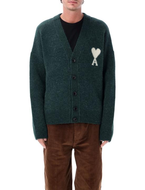 26FW 아미 빅 하트 로고 알파카 니트 가디건 UKC365KN0135A279 Green