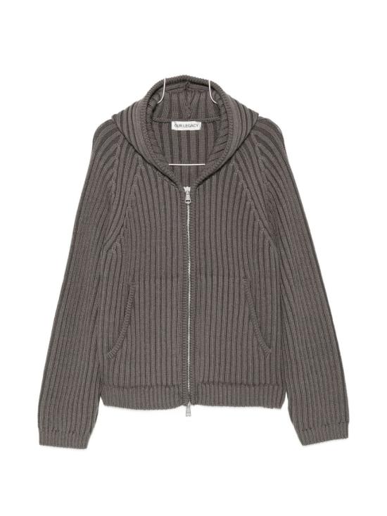26FW 아워레가시 레벨 리브드 니트 후드 집업 M4263LSSAGESTRIPEDRYMERINOWOOL Dark grey