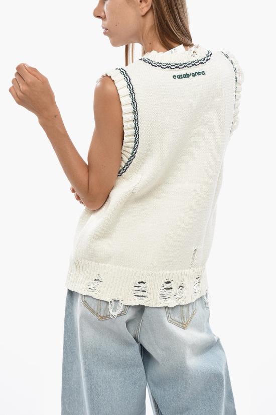  카사블랑카 스웨터 KW 960 01 COTTON WHITE - CASABLANCA