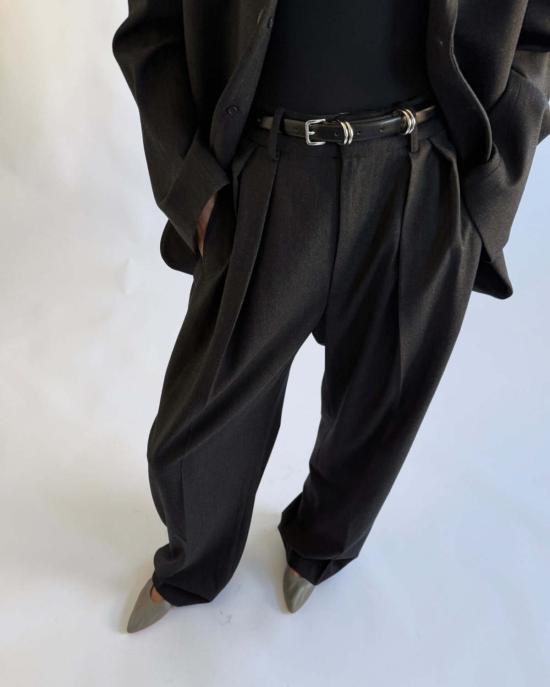  칼마이어 스트레이트 팬츠 조엘 주름 울 바지
