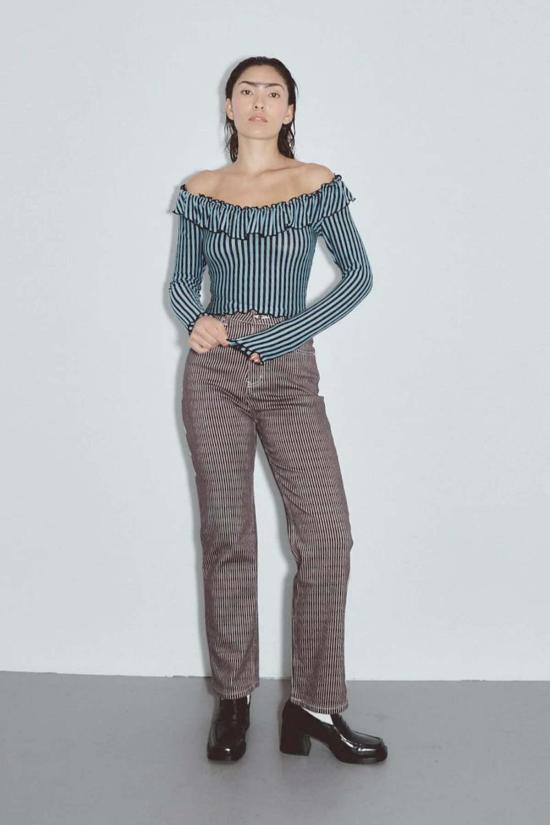  패션 브랜드 컴퍼니 데님 팬츠 패션 브랜드 회사 슬림 스트라이프 레일로드 진 - FASHION BRAND COMPANY