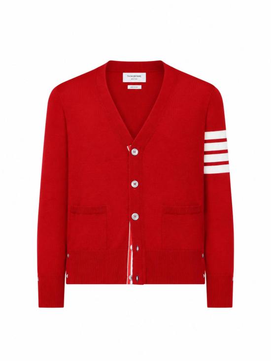 26FW 톰브라운 4바 서스테이너블 파인 메리노 울 클래식 가디건 MKC002A Y1014 600 RED DOM