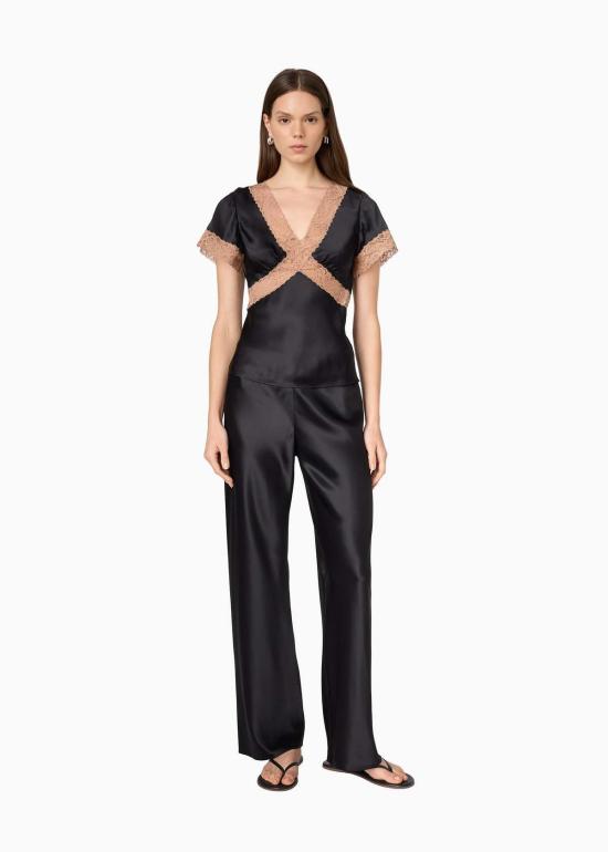  카미 뉴욕 블라우스 카미 NYC 로몰라 실크 탑 블랙 - CAMI NYC