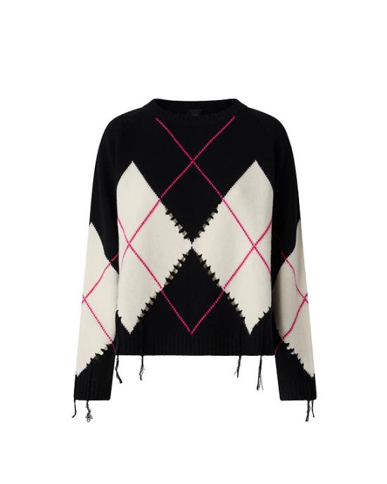 26FW 핑코 스웨터 107377A3JE ZBF NERO BIANCO FUXIA - PINKO